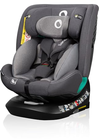 LIONELO Bastiaan i-Size One Silla de Coche Giratoria 360o para Niños de 40 a 50 cm Montaje hacia Delante y hacia Atrás, ISOFIX Cinturón TopTether Ajuste del Respaldo y Reposacabezas Protección lateral