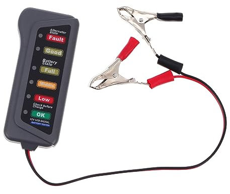 HEALEEP Testeur De Batterie Automobile 12 v Écran Led 6 Voyants, Pour Voiture Et Moto, Vérificateur D’état Alternateur Et Charge, Usage Dépannage Et Entretien