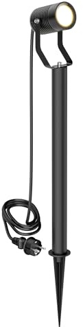 ledscom.de Gartenstrahler SHINGA mit Erdspieß und 40 cm Sockel für außen, IP65, Stecker, schwarz, 1x GU10 max. 15W