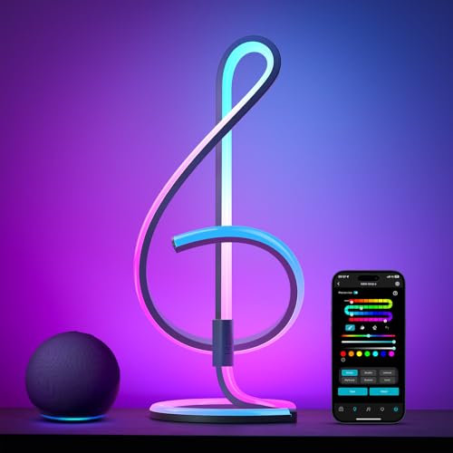 Lepro TB2 AI Table Lamp, Smart LED Lamp with Music Sync, Personalized AI Lighting Designer, Colour Changing Smart Table Lamp, Voice Cotrol, Works with Alexa & Google Assistant, Bluetooth & 2.4GHz WiFi