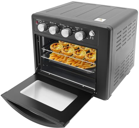 AUYART Horno de fritura multifuncional, 25 l, freidora de aire caliente, horno de aire de gran capacidad, ajustable, profesional, horneado y asado, horno, panadería casera, 1700 W