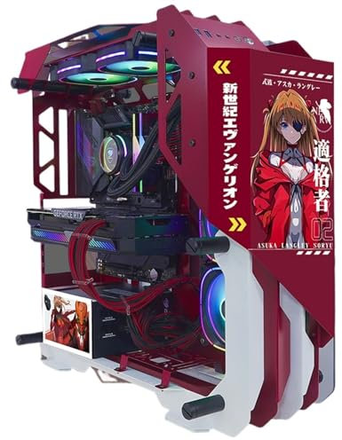 Gaming Case, Mid - Tower PC Gaming Case ATX/M-ATX/ITX - Front I/O USB 3.0 Port - Sidopanel I Härdat Glas - Inklusive 2 LED-ljustavlor