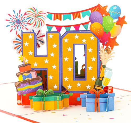 Ulanox 40 Geburtstagskarte 3D Pop up Karte, Kreative Happy Birthday Grußkarte, Geburtstagsgeschenk für Frauen, Männer, Mama und Papa