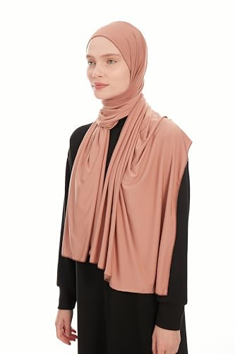 Jersey Hijab Slöja - Stretchig Cocoa Jersey Hijab 180x70 cm - Modern Huvudduk För Muslimska Kvinnor - Premium Jersey Kvalitet