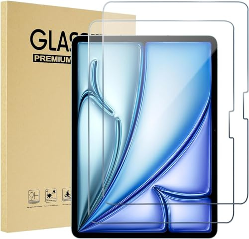 World biz Paquete de 2 protectores de pantalla para iPad Air de 11 pulgadas M2 2024 A2902 A2903 A2904, protector de película de vidrio templado 9H para iPad Air 11, transparente HD