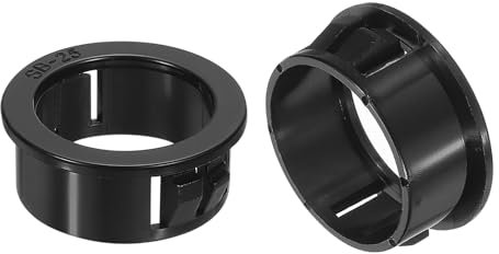 sourcing map 40Pcs 24.8mm(1) Cable Snap Bushing Grommet, Round Hose Cable Snap Bushing Hole Plugs Locking Protector for Cables and Wires, Black