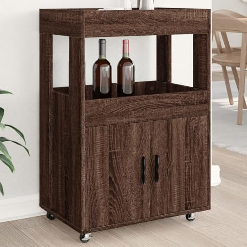 XGWKCNV Furniture Select-Barwagen Braun Eiche 60x39,5x89cm Holzwerkstoff