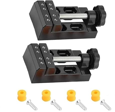 2 Stück Mini Schraubstock Tischschraubstock, 57mm Schraubstock Klein Aluminiumklemmstock, Bohrmaschine Schraubstock Clamp Universal, Mini Tischschraubstock für Schmuck Hobby Handwerk