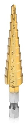 3 Stücke 3-12mm 4-12mm 4-20mm HSS Gerade Nut Stufenbohrer Titanbeschichtetes Holz Metall Lochschneider Kernbohrwerkzeuge Set(3-13mm)