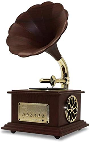 SGKOMN Lecteur de Vinyle Vintage, avec Reproduction de pavillon en Laiton, Tourne-Disque, Haut-Parleur, Platine Vinyle, phonographe, Gramophone