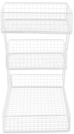 perfk Cesto portafrutta a 3 Ripiani per Il bancone della Cucina, in Ferro, portafrutta in Filo Metallico, portafrutta per Frutta, cipolle, Pane, Patate, Bianco