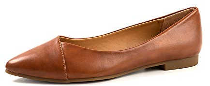 HEVA Ballerines plates classiques à bout pointu pour femme - Chaussures de mariage décontractées et confortables, marron, 36 EU