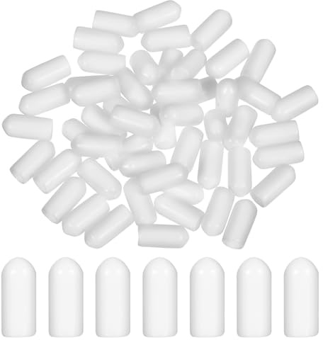50 Pcs Rubber End Caps Round Screw Thread Bolt Protectors Caps 1/4 Inch / 6mm Flexible Bolt Covers Cap White Vinyl Dust Cover for Metal Tubing Rod Bolts Furniture