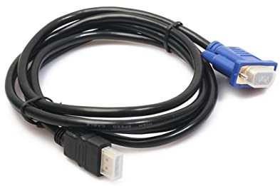 KONTONTY Câble Numérique vers Vga Mâle Doré 1,8 M 15 Broches 1080p Noir