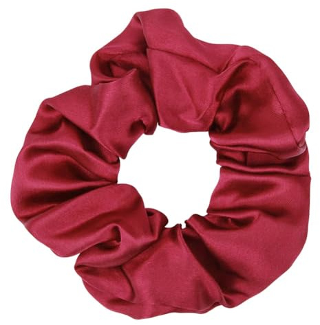 4 Stück Damen Satin Haargummi,Seiden Haarband Weich Elastisch Hair Scrunchies Stoff Haargummis Haarbänder Pferdeschwanz-Halter Haarschmuck für Frauen Feine und Dicke Haare,Weinrot