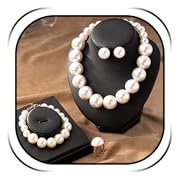 Pearl Jewellery Sets for Women Pearl Necklace and Earrings Set Chunky Pearls Necklaces for Women Wedding Jewelry for Brides