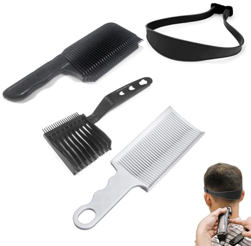 4 ayudas para cortar el pelo, plantilla ajustable y cinta de corte de pelo curvada de silicona, peine profesional de peluquería para cortes de pelo perfectos y precisos en casa para hombres (negro)
