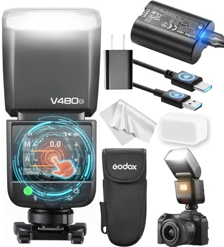 Godox V480 O TTL Camera Flash Speedlite, V480O HSS 1/8000s TTL Touch Screen Flash, Compatible with Olympus E-M1 PEN-F E-M10 II E-PL8 E-M10 III E-P5, Panasonic GH4 100 F1 G85 GX85 LX100 S1 and More