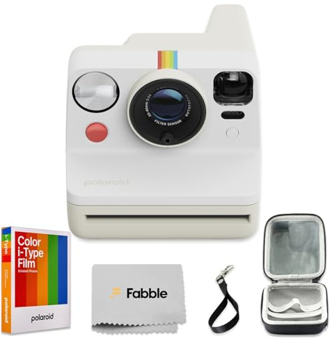 Polaroid Now Generation 3 I-Type Instant Camera (Pebble White) Bundle with Color I-Type Film (8 Exposures), Hard Protective Case and Wrist Strap