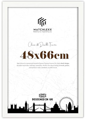 MatchLexx New 48x66 cm Picture Frames Poster Frames | Solid Mdf Frames with HD Perspex Gallery Jigsaw Puzzle | For Home & office Décor-White