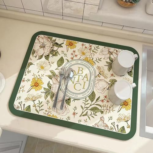 Soft Touch Kitchen Draining Mat Protects Your Countertops While Absorbing Water from Dishes and Glassware (S)