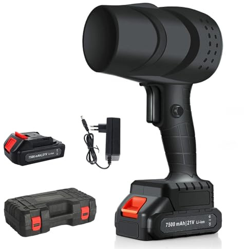 Soplador de Hojas, Soplador de Aire Eléctrico, Sopladora de Hojas con Bateria 1500mh, Turbo 120 km/h, Motor Escobillas, Sopladora de Aire Inalambrico Portátil para Jardín, Césped Exteriores (Negro)