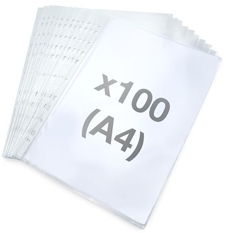 Rapesco 1830 ECO Hålad Plastficka, A4, Transparent, Klar, 100-Pack