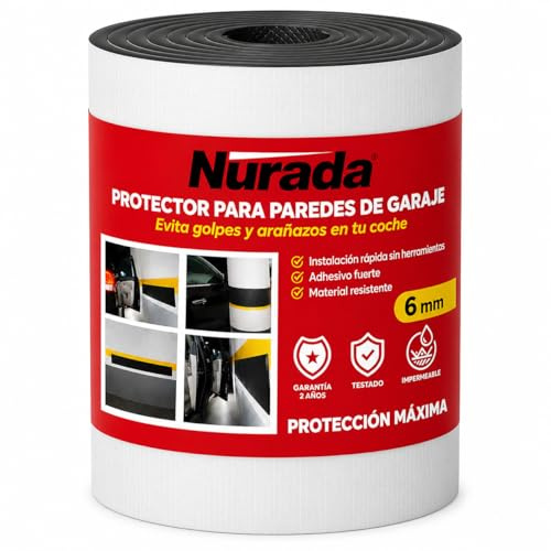 NURADA Mousse Protection Garage et Colonne Parking – 1 Rouleau de Mousse Autocollants de 2m x 20cm x 6,5mm, Rembourrage Antichoc pour Portières de Voiture, Installation Facile – Noir