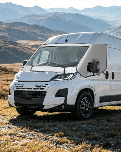 OlaVeg Ducato Sonnenschutz Frontscheibe Frontscheibenabdeckung Reißverschluss Thermoschutz Abdeckung Ducato mit Sichtschutznetz für P-eugeot Boxer C-itroen Relay X250/290