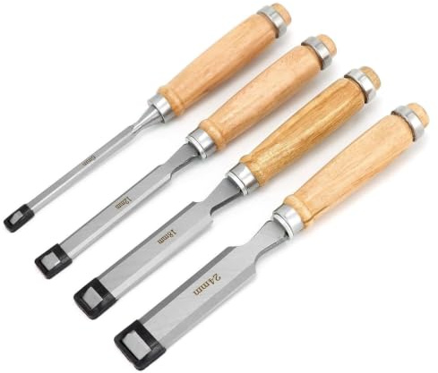 Juego de 4 formones para madera - Acero al carbono de alta calidad, Afilados para carpintería & talla