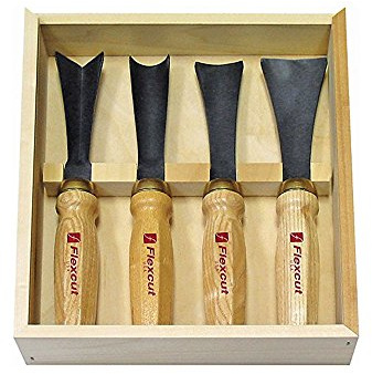 FLEXCUT MC100 Schnitzwerkzeug, Mallet-Schnitzmeißel und Hohlmeißel für Holzbearbeitung, Deluxe-Set, 10 Stück
