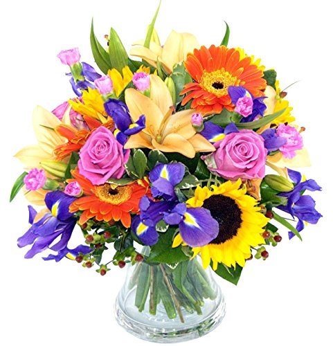 Clare Florist Fantastic Summer Memories Fresh Flower Bouquet Beautiful Fresh Lilies, Roses and Sunflowers Hand Arranged by Florists