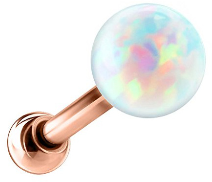 Piersando Tragus Piercing 316 L Chirurgenstahl mit Opal Kugel