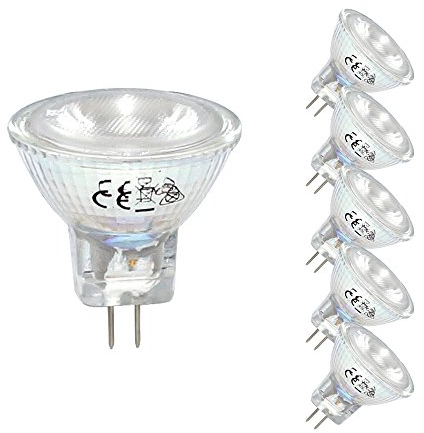 NCC-Licht 5 x LED Leuchtmittel Glas Reflektor MR11 2W = 20W GU4 12V 150lm warmweiß 3000K flood 30° (5 Stück)