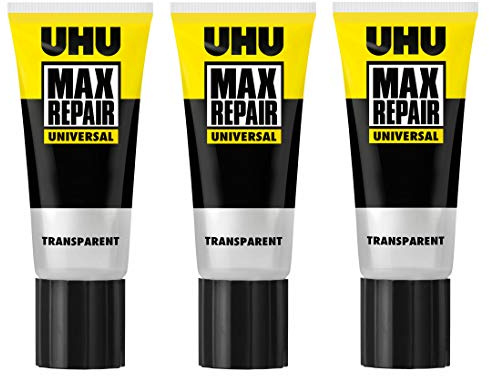 UHU - Max Repair - Lot de 3 tubes de colle universelle, puissante et polyvalente, pour presque toutes les réparations domestiques - 45 g