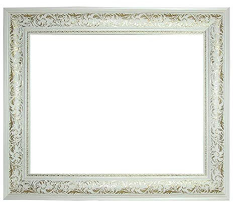Barockrahmen weiß-Gold verziert 917 BIA/ORO, Leerrahmen, 60x80 cm