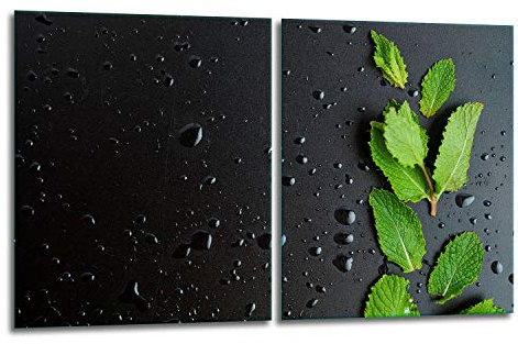 TMK Lot de 2 plaques de recouvrement pour cuisinière, 2 pièces de 40 x 52 cm, pour cuisinières en vitrocéramique; conviennent comme protections anti-éclaboussures, planches à découper, menthe