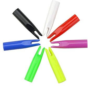 SHARROW 12 Stück 6mm/7mm Bogenschießen Pfeilnocken Austauschbare Pfeil Nocken Kunststoff Jagd Bogen Pfeilschwänze für ID 6 mm und 6.8 mm Pfeilschaft Professionelle Pfeil Zubehör (Grün, 7)