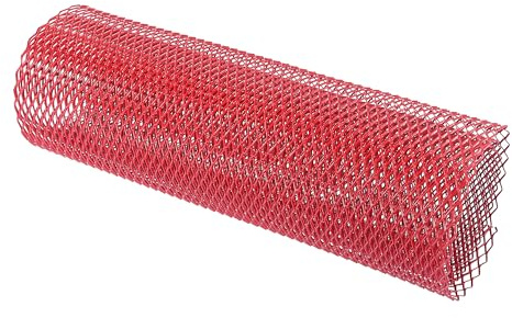 X AUTOHAUX Rejilla universal para rejilla de coche, 40 x 13 pulgadas, aleación de aluminio para automoción, rejilla de afinación, 12 x 6 mm, forma de diamante, color rojo