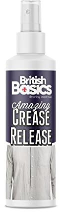 BritishBasics Crease Release Spray | Wrinkle Remover, Odour Eliminator & Fabric Freshener | Ironing & Clothes Steamer Alternative with Fresh Cotton Fragrance, 250ml,Clear