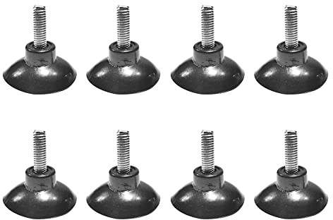 M6 – D 33 mm (D 3,3 cm) schwarzer PVC-Schraubhaken mit Mutter, Gewindelänge 16 mm, 8 Stück