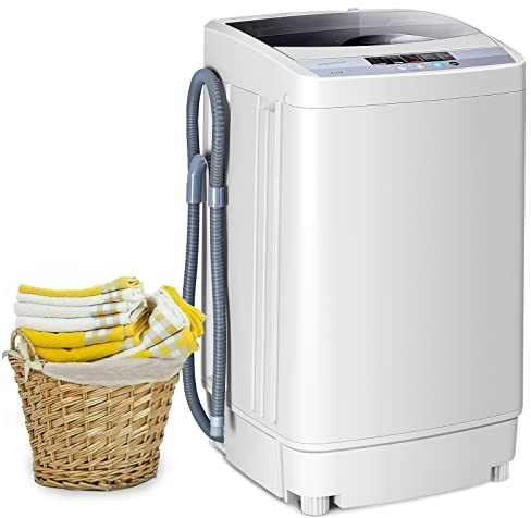 COSTWAY Portable Washing Machine, 12 Lbs Capacity Full-automatic Washer with 10 Wash Programs, LED Display, 8 Water Levels, Compact Laundry Washer and Dryer Combo for Home, Apartment, Dorm, RVs