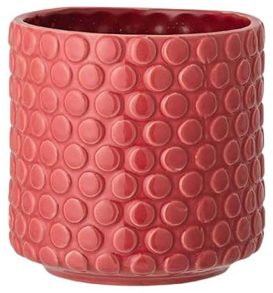 Nordring Retro Übertopf Vintage Pflanztopf für Zimmerplanzen Blumentopf Dotty M (12,5 cm ø), rot, Keramik