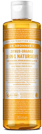 Dr. Bronner’s Naturseife Zitrus Orange, Bio Flüssigseife, 240 ml