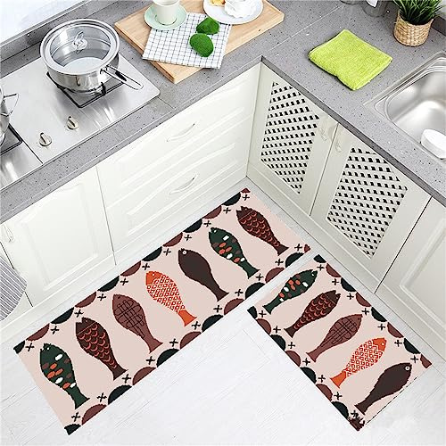Gatos encantadores Kitty Pattern 2 Pcs Alfombras de Cocina Alfombras Conjuntos de alfombras de Piso Lavables Antideslizantes Alfombras de Dormitorio Conjuntos de alfombras de Dormitorio
