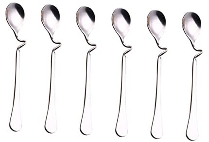 BESTonZON Edelstahl Kaffeelöffel 6 Stück Gebogene Rührlöffel Mit Ergonomischem Griff Wiederverwendbar Und Praktisch Für Kaffee Marmelade Und Honig