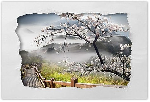H839M_WFNS1B Sticker mural décoratif Motif fleurs de cerisier du Japon 120 x 80 cm