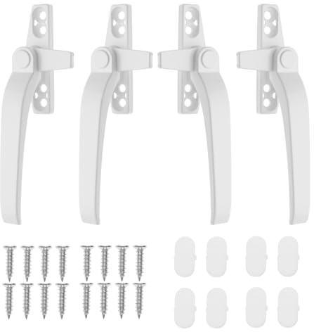 Micro Traders 4 Set of Window Handle Replacement Right/Left Hand Replacement Zinc Alloy Window Locks with Fixing Screws Switch Door Security, White