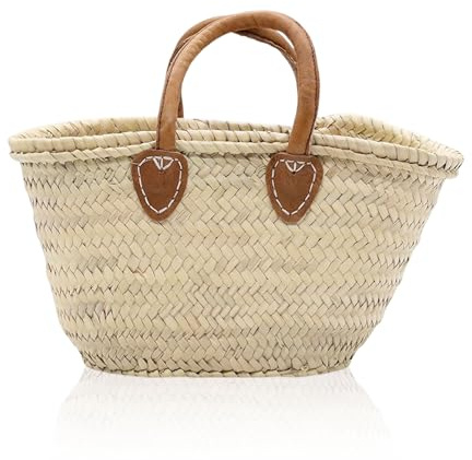 French basket, small straw bag, Bridal Party, wedding tote bag, Bridesmaid gifts, wicker basket with handle, wicker basket, gift for her (Tan Brown)