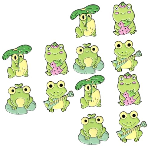 PACKOVE 12 Stk Frosch Brosche Emaille-Stift Kleidungsaccessoires Frosch- Denkmal Gitarrennadeln Brosche Clips Jubiläumsgeschenke für sie Legierung Schmuck Zubehör schmücken Fräulein